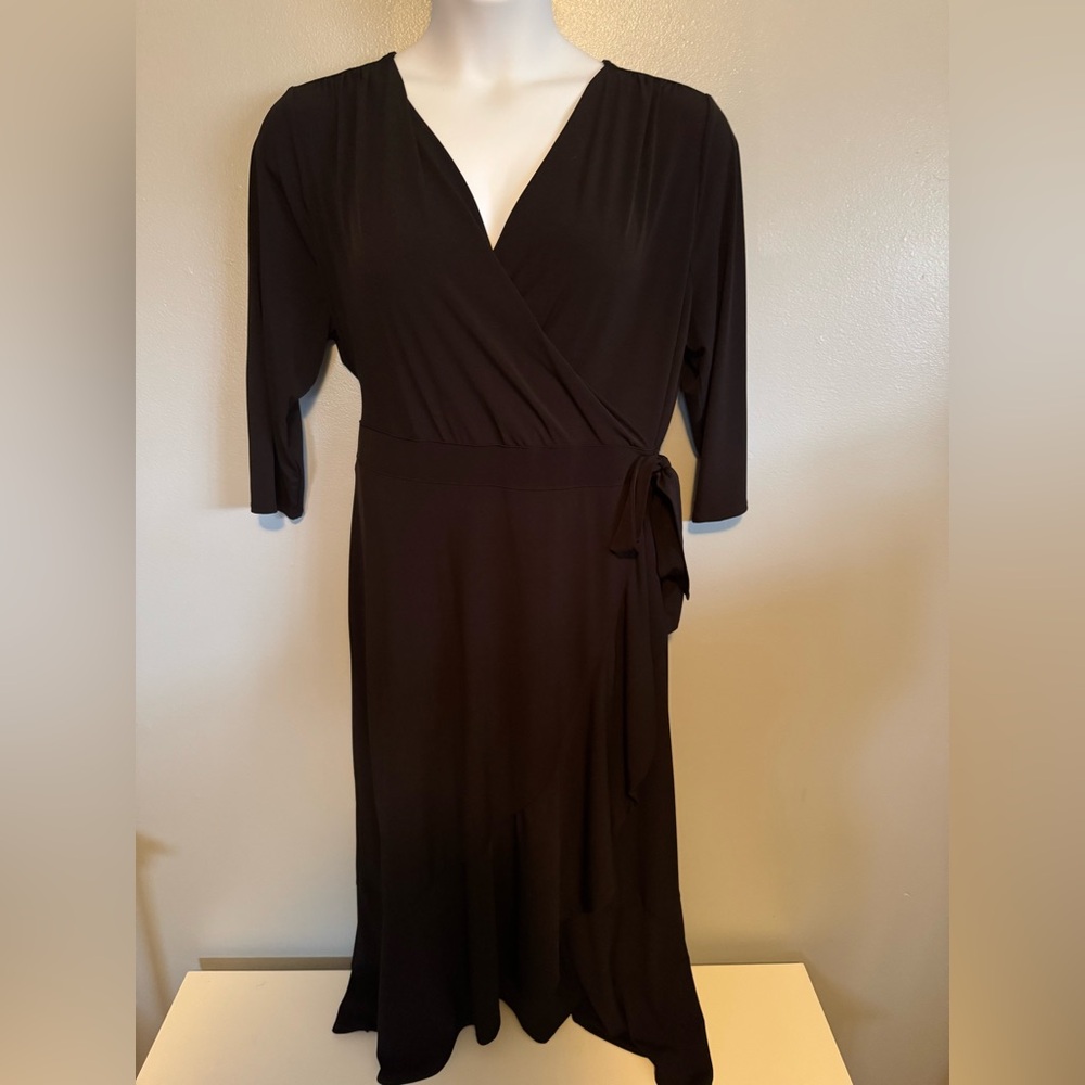 Lane Bryant Fluted Black Wrap Dress